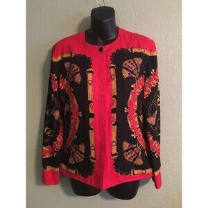 Adrianna Papell Women's Size 6 Silk Button Front Long Sleeve Lining Red Top